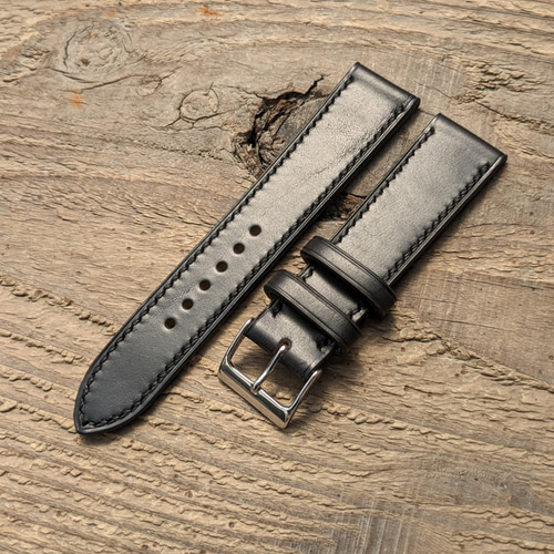 ホーウィン クロムエクセルレザー ブラック｜フルステッチ時計ベルト