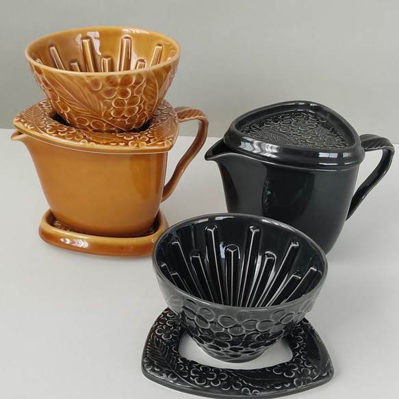 花柄陶磁器コーヒーポットセット