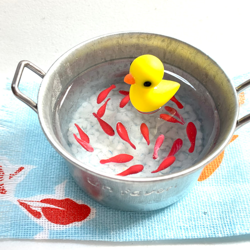 ☆涼しげな金魚とあひるちゃん(受注生産) 樹脂粘土 レジン