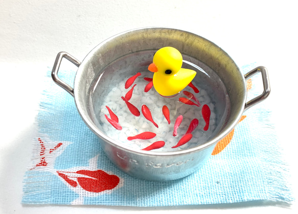 ☆涼しげな金魚とあひるちゃん(受注生産) 樹脂粘土 レジン その他置物