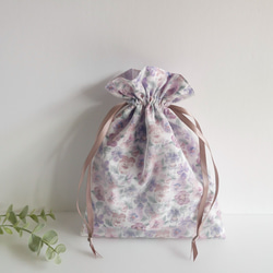 フリルがかわいいガーゼハンカチ*リバティBetsyピンクラベンダー