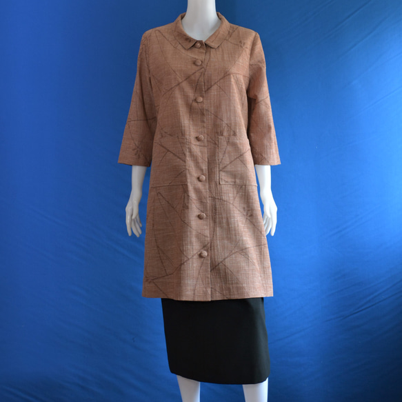 着物リメイク ロングブラウス＆ロングジャケット（絹、麻着物地）七分袖 7枚目の画像