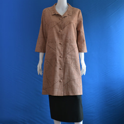 着物リメイク ロングブラウス＆ロングジャケット（絹、麻着物地）七分袖 4枚目の画像