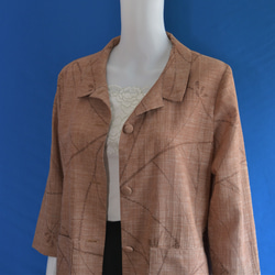 着物リメイク ロングブラウス＆ロングジャケット（絹、麻着物地）七分袖 3枚目の画像