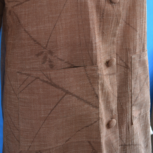 着物リメイク ロングブラウス＆ロングジャケット（絹、麻着物地）七分袖 10枚目の画像
