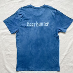 送料無料 藍染 BEER HUNTER ビール好きに!  オーガニックコットンTシャツ 鹿 絞り染め 3枚目の画像