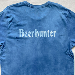 送料無料 藍染 BEER HUNTER ビール好きに!  オーガニックコットンTシャツ 鹿 絞り染め 4枚目の画像