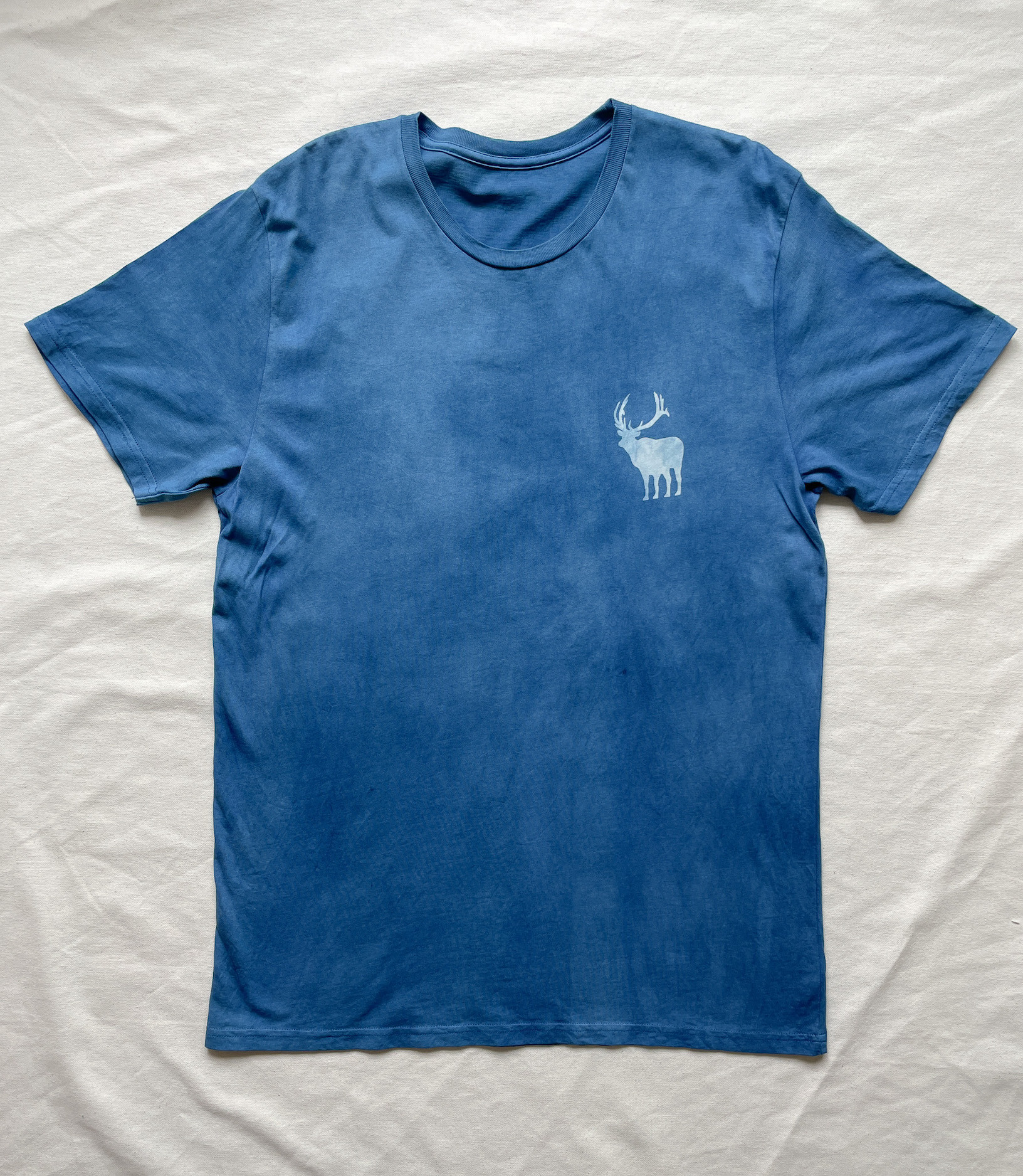 送料無料 藍染 BEER HUNTER ビール好きに!  オーガニックコットンTシャツ 鹿 絞り染め