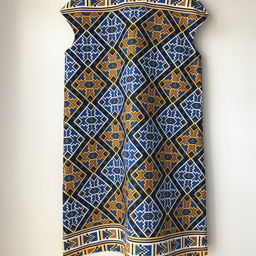 SALE☆身幅60cm☆アフリカンプリント☆フレンチ袖☆ワンピース  