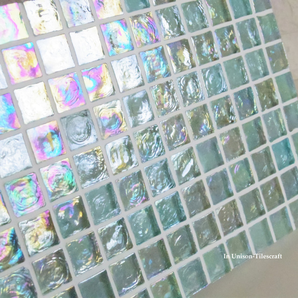 透明淺藍色玻璃馬賽克瓷磚展示托盤 超薄大號（裝飾架、配件架、固定裝置）【定制】 第8張的照片