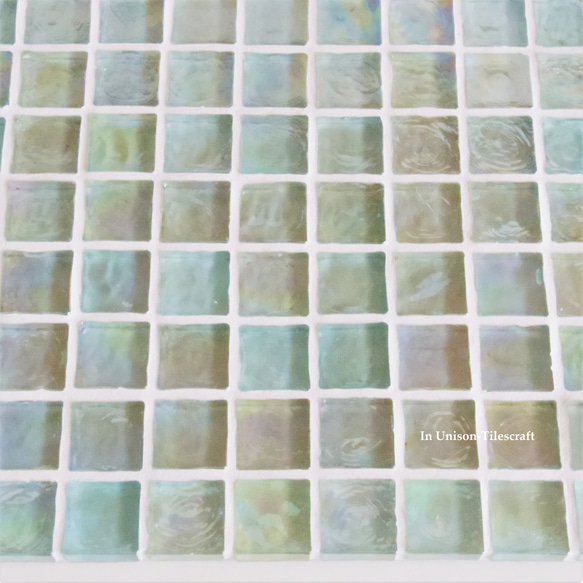 透明淺藍色玻璃馬賽克瓷磚展示托盤 超薄大號（裝飾架、配件架、固定裝置）【定制】 第7張的照片