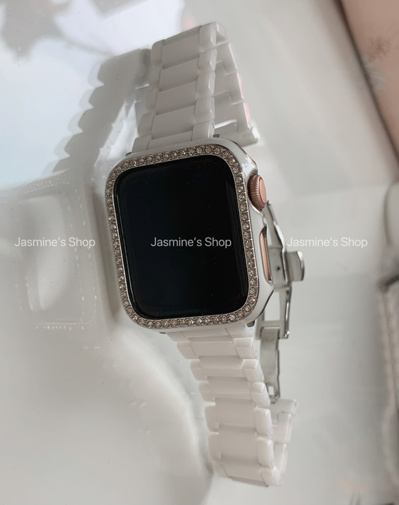 【新入荷】Apple Watch ジルコンニアケース　セラミックベルト　セット ホワイト 2枚目の画像