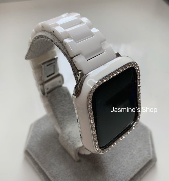 【新入荷】Apple Watch ジルコンニアケース　セラミックベルト　セット ホワイト series 10対応 4枚目の画像