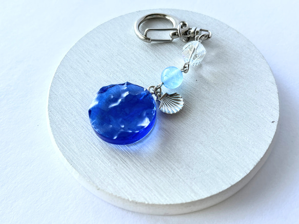 深いブルー×シーブルージェイドの御守り海ストラップ‪☆ / お守り / 天然石 / 海 / 波 7枚目の画像