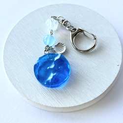 深いブルー×シーブルージェイドの御守り海ストラップ‪☆ / お守り / 天然石 / 海 / 波 6枚目の画像