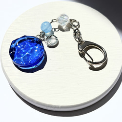 深いブルー×シーブルージェイドの御守り海ストラップ‪☆ / お守り / 天然石 / 海 / 波 3枚目の画像