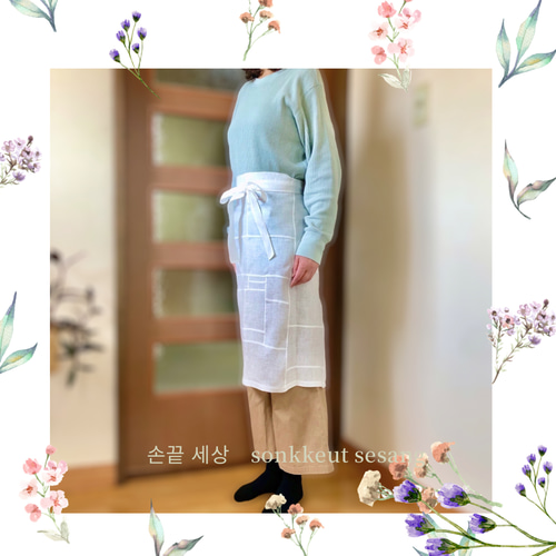 ポジャギ フレンチリネン 前掛けエプロン エプロン 손끝세상（指先の  