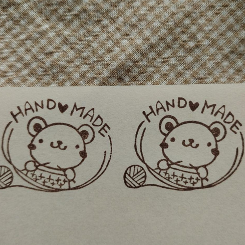 消しゴムはんこ♪ ハンドメイド くま 編み物 タグ スタンプ ワン