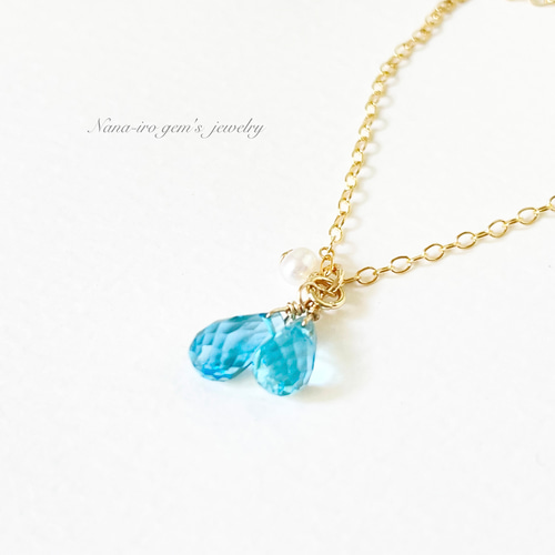 14kgf swissblue topaz × pearl necklace ネックレス・ペンダント Nana