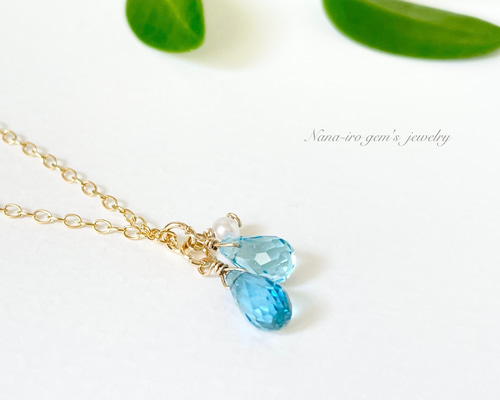 ナナ　14kgf 14kgf swissblue topaz × pearl necklace ネックレス・ペンダント Nana