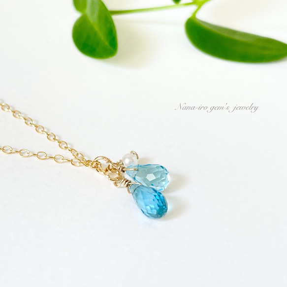 ナナ　14kgf 14kgf swissblue topaz × pearl necklace ネックレス・ペンダント Nana