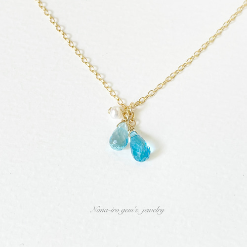 14kgf swissblue topaz × pearl necklace ネックレス・ペンダント Nana