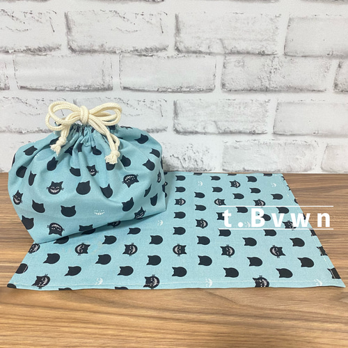 おしゃれな猫ちゃん☆ねこ ランチョンマット 給食セット お弁当袋