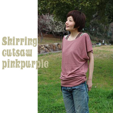 【再入荷】つつむ　シャーリングドルマンカットソー●ピンクパープル