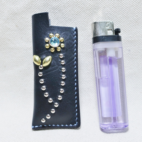 ライターケース サドルレザー スタッズ レザークラフト 喫煙グッズ 革