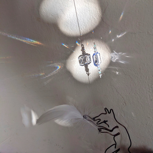 小鳥のサンキャッチャー　ガラスのモビール 開運 サンキャッチャー ドロップライン・グランデ 40mm | クリスタル