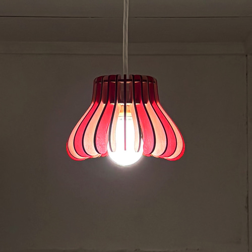 シーリングライト・天井照明 Lyskar Vintage Lamp Red mini ミニマッシュ（チェリーレッド）」木製ペンダントライト 照明