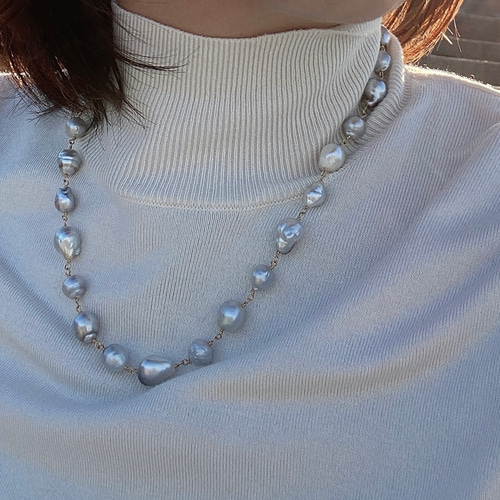 黒蝶バロックパール シャンク ネックレス ネックレス・ペンダント 