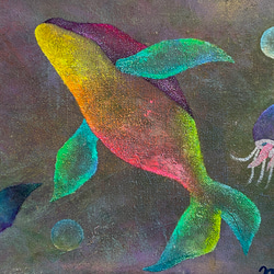 【原画・アクリル画】クジラのワルツ001 キャンバス F4号（333×242mm） 5枚目の画像