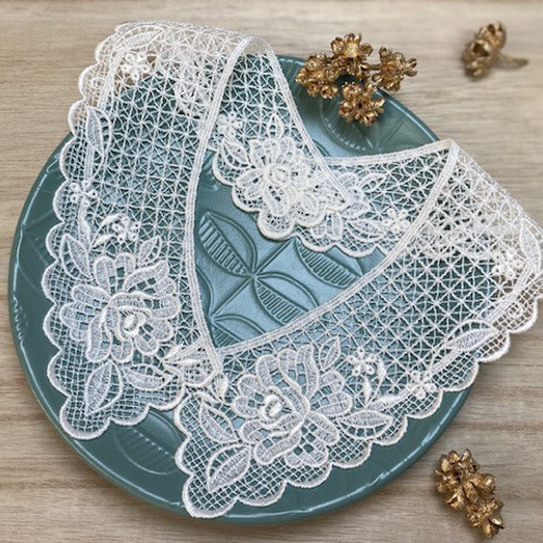 RC-1087 薔薇柄のエレガントなケミカルレースつけ襟 レース Relace