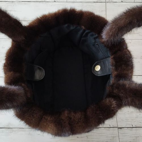 裕子様リメイクオーダー品 ¶ ダークミンクロングコートからトート