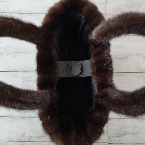 裕子様リメイクオーダー品 ¶ ダークミンクロングコートからトート