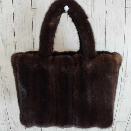 Aハンドメイド　ミンクバッグ　 未使用コートのリメイク品　上質の素敵な品です。 裕子様リメイクオーダー品 ¶ ダークミンクロングコートからトート