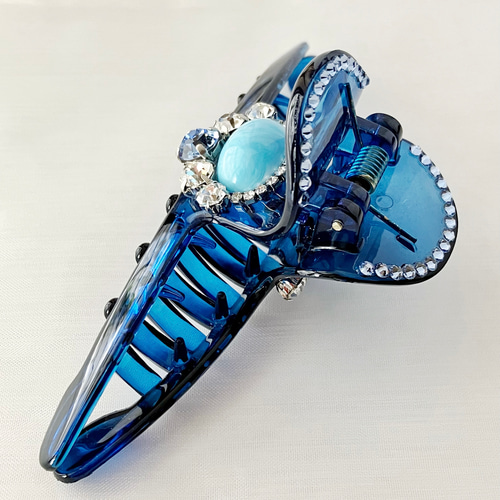 ヴィンテージカボションと天然石ヘアクリップ 