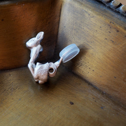 兔子耳環一隻耳朵荷蘭矮人啞光銀 第6張的照片