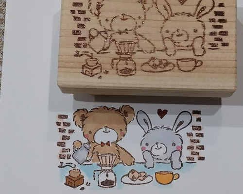 レトロうさぎ お祭り ありがとう 消しゴムはんこ 消しゴムはんこ♪ ふわふわくまちゃんとうさぎちゃん カフェ