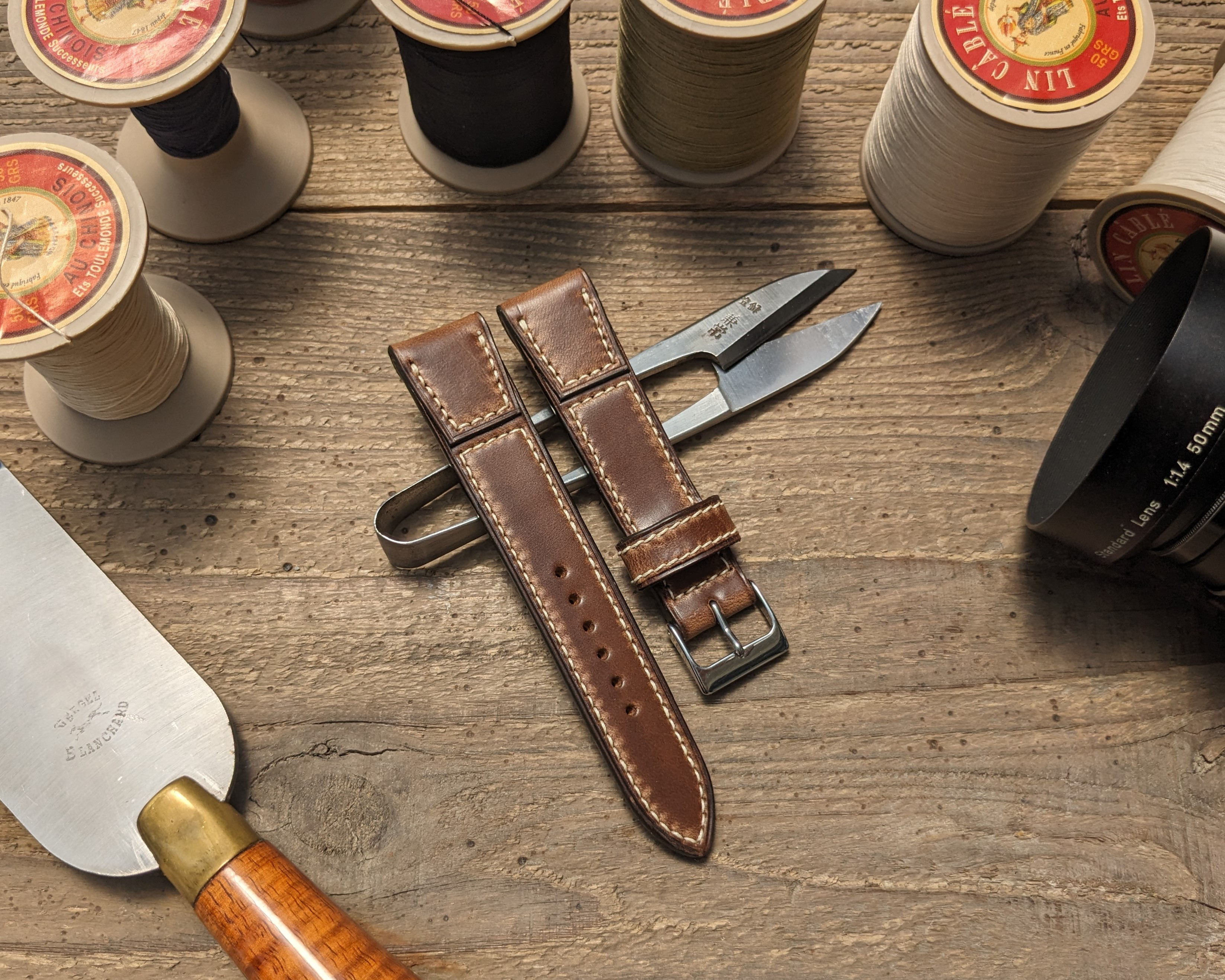 hor-218 HORWEENレザー ナチュラル 腕時計ベルト ラグ幅26mm hor-218 HORWEEN ダービー ナチュラル 腕時計ベルト (ラグ26mm