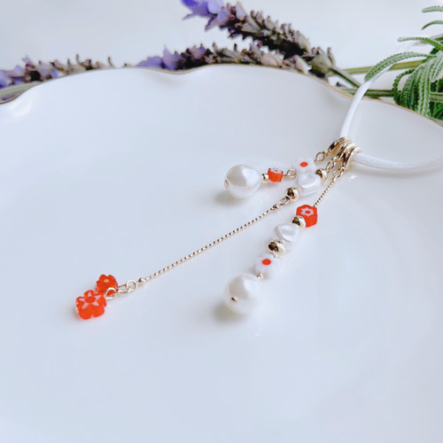 【いちご】おまとめ３点　ミルキーグラデーションリボンのピアス　イヤリング いちごイヤリング/ピアス-ゆらり-♥甘い気まぐれ イヤリング