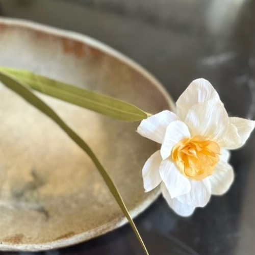 手染め布花 ③八重水仙1本 玄関・和洋の空間・お部屋のインテリアなど