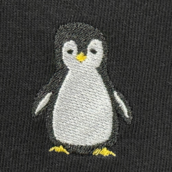 ペンギンのワンポイント刺繍 7.4オンスヘビーウエイト クルーネックTシャツ/トップス（ブラック）【送料無料】 4枚目の画像