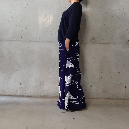 浴衣生地 受注生産 丈～65 ウエスト～85cm フレアパンツ