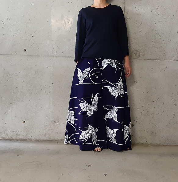 浴衣生地 受注生産 丈～65 ウエスト～85cm フレアパンツ