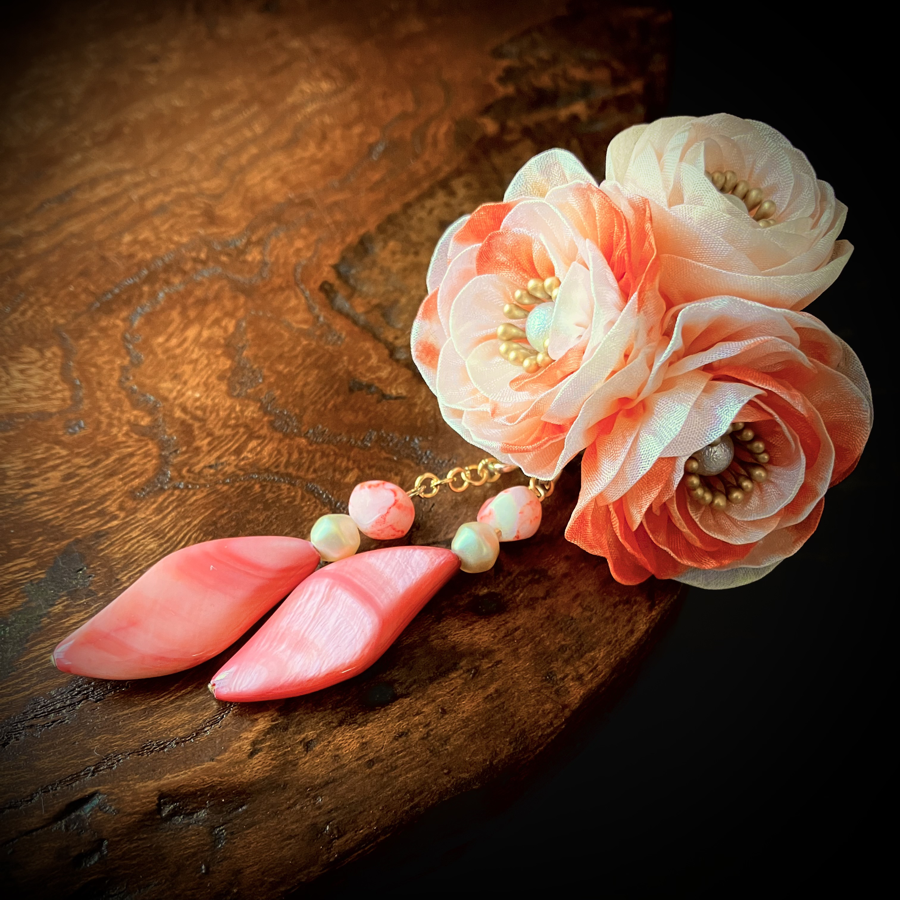 【花霞 〜 金魚 〜】つまみ細工　髪飾り　かんざし　浴衣　　結婚式　七五三　卒業式　成人式　袴