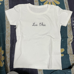 ”La Chic"フロント刺繍Tシャツ　ブラック　Mサイズ 6枚目の画像