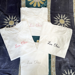 ”La Chic"フロント刺繍Tシャツ　ブラック　Mサイズ 4枚目の画像