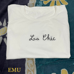 ”La Chic"フロント刺繍Tシャツ　ブラック　Mサイズ 3枚目の画像